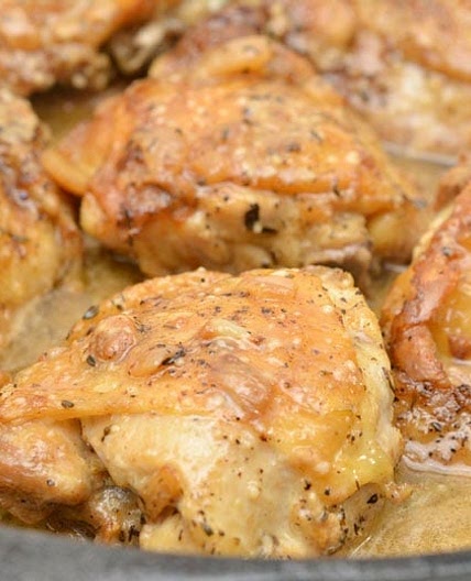 Garlic Roasted Chicken Thighs with Parmesan Gravy (Keto, Low Carb)