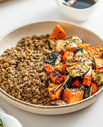 Roasted Vegetable Lentil Salad