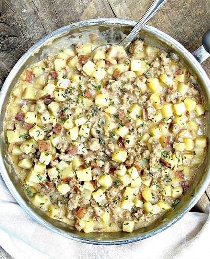 Creamy Sausage and Potatoes- a 30 minute dinner