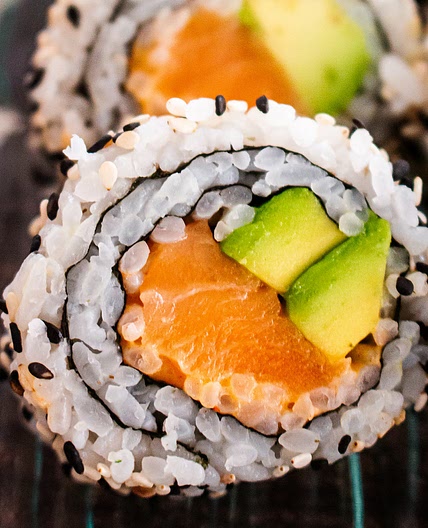 Spicy Salmon Roll Sushi with Avocado