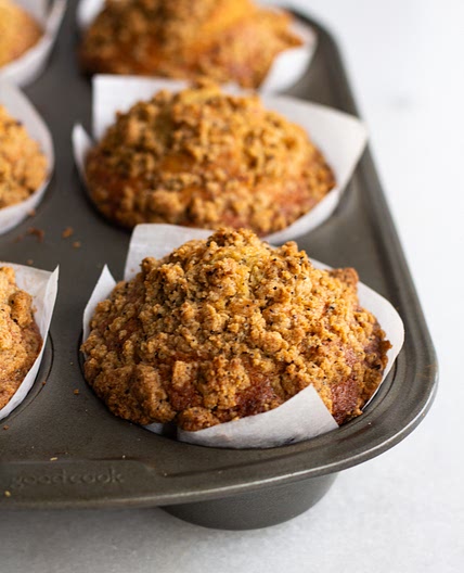 Layered Peach Coffee Muffins