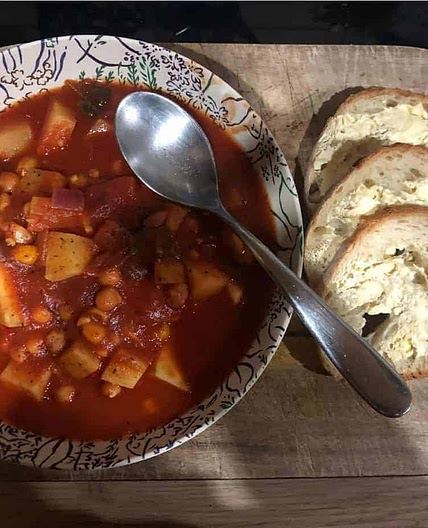 Chickpea, sweet potato & nettle stew