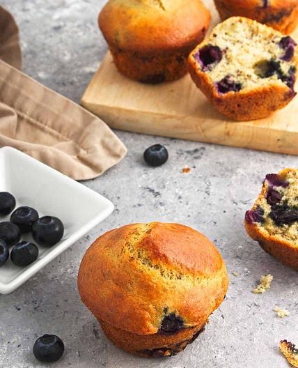 Vegan Blueberry Protein Muffins (with Protein Powder)