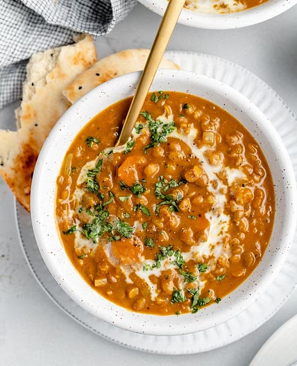 Vegan Curried Pumpkin Lentil Soup