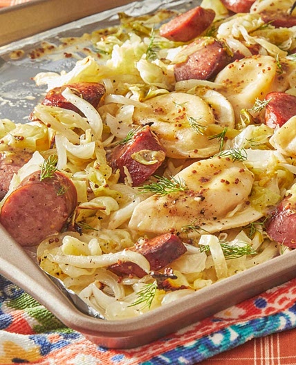 Pierogi and Kielbasa Sheet Pan Dinner