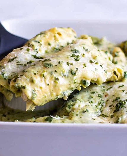 Creamy Poblano Chicken Enchiladas