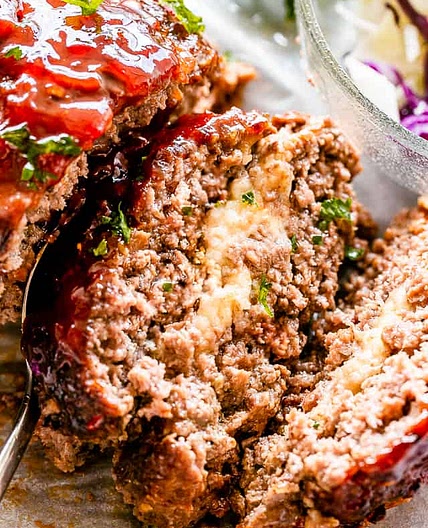 Mozzarella Stuffed Crockpot Meatloaf