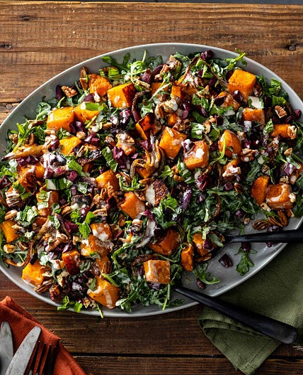 Roasted Butternut Squash Salad with Creamy Tahini Dressing