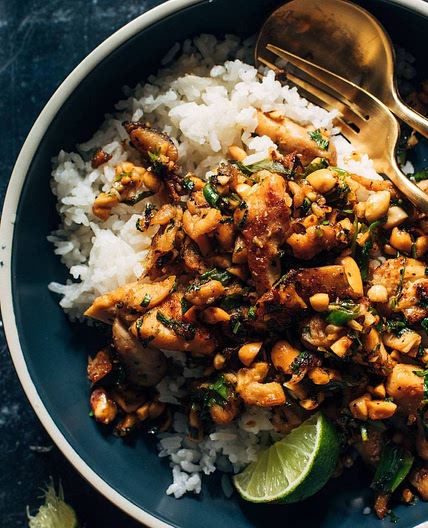 Ginger Peanut Chicken with Coconut Rice