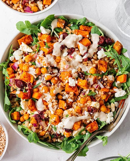 Roasted Sweet Potato Salad With Crispy Chickpeas