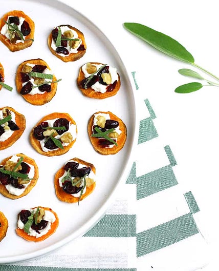 Cranberry Sweet Potato Toast Bites