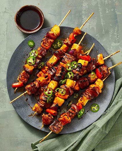 Pork, Pineapple and Onion Skewers