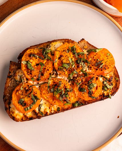 Air Fried Goat Cheese Caprese Toast