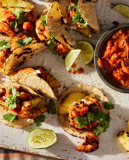 Shrimp Tacos Dorados, al Pastor-Style