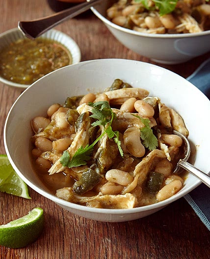 White chicken chili with salsa verde