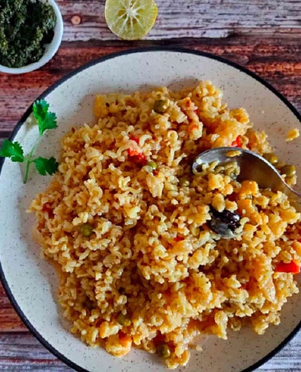 Indian Veg Brown Rice Pulao {Pressure Cooker}