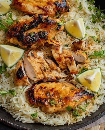 One Pan Cilantro Lime Chicken and Cilantro Rice