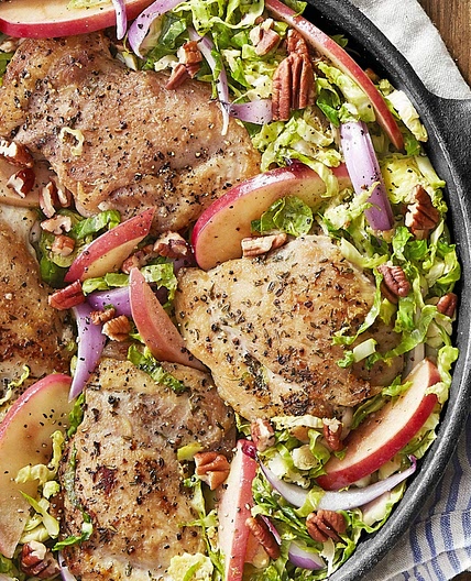 Skillet Chicken with Brussels Sprouts and Apples