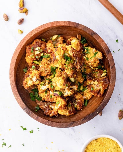 “Cheesy” Vegan Roasted Cauliflower