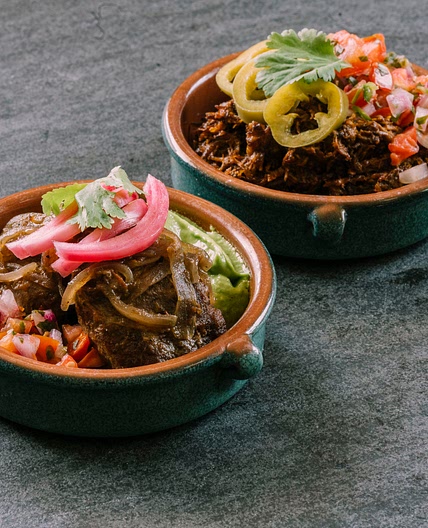 Pork Cheek Tacos With Avocado Tomatillo Salsa & Pico De Gallo From Chef Arturo Quesada