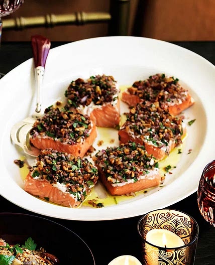 Melting salmon in fragrant salt, tarator style