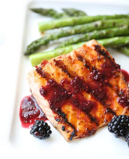 Grilled Salmon with Blackberry Sauce