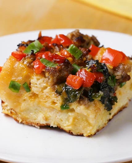 Cheddar, Sausage, And Egg Breakfast Bake Recipe by Tasty