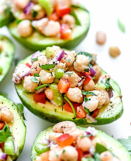 Mediterranean Chickpea Salad Stuffed Avocados