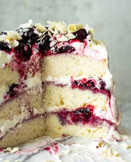 White Forest Cake Recipe with Whipped Cream Frosting