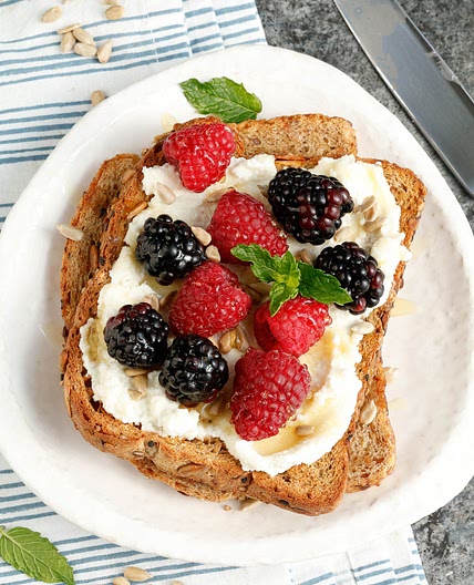 Blackberry Raspberry Ricotta Toast