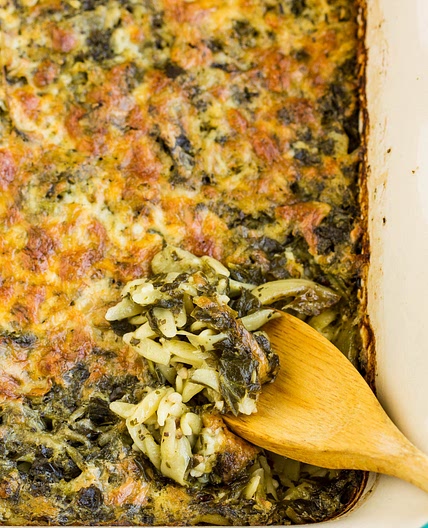 One Pan Spinach Artichoke Orzo
