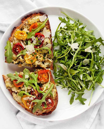 Pesto Eggs With Roasted Tomatoes