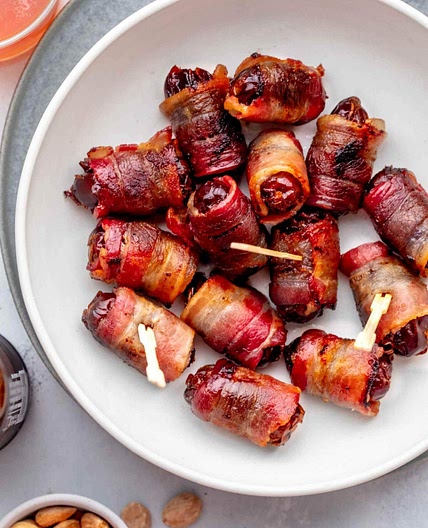 Bacon Wrapped Dates with Almonds