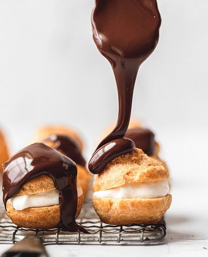 Mini Chocolate Covered Cream Puffs