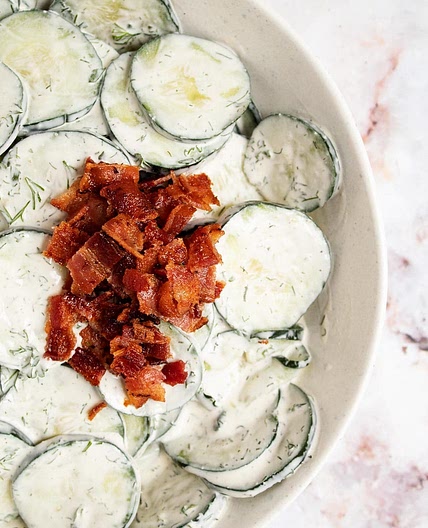 Keto Cucumber Ranch Salad with Bacon