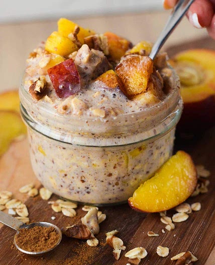 Peach Cobbler Overnight Oats