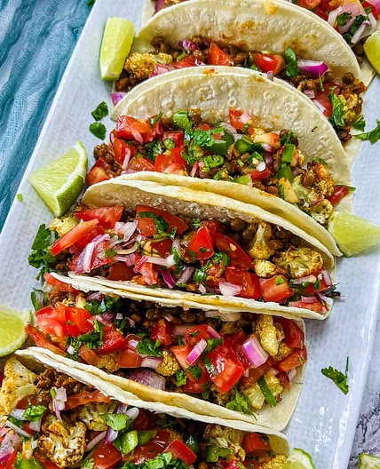 Roasted Cauliflower and Lentil Tacos