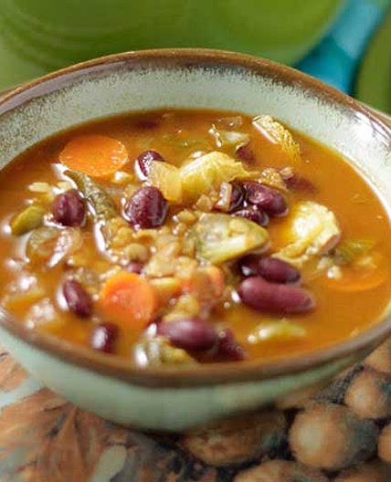 Tomato, Carrot, Brussels Sprouts Soup