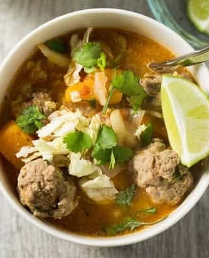 Winter Albondigas Soup with Shredded Cabbage