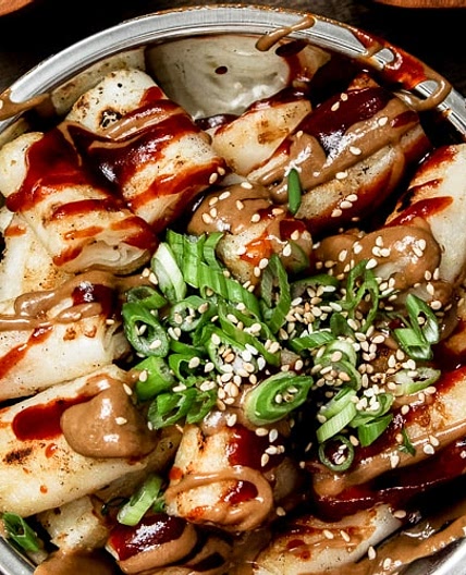 Crispy Cheung Fun (Rice Noodle Rolls) + Spicy Hoisin & Maple Sesame Sauce