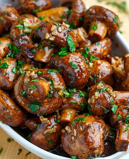 Balsamic Soy Roasted Garlic Mushrooms