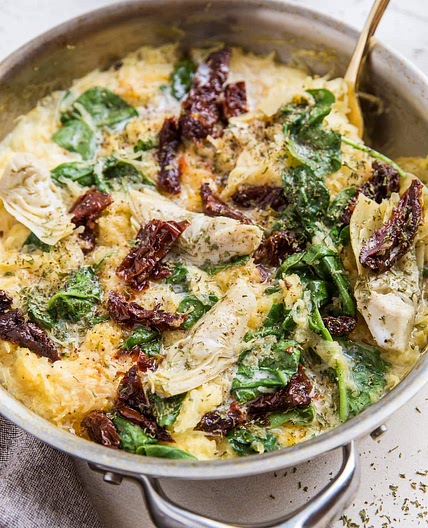 Creamy Vegan Tuscan Spaghetti Squash