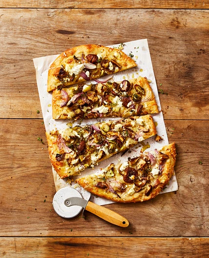 Mushroom and Brussels Sprouts Pizza