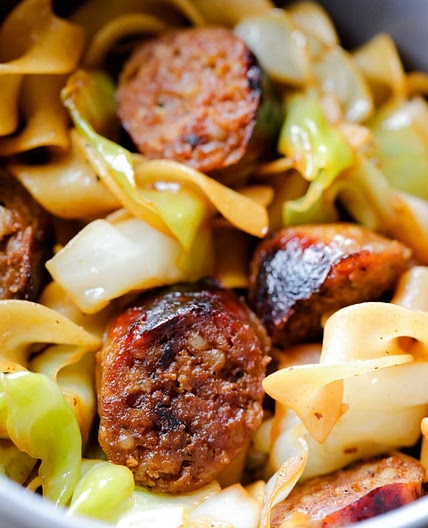 Cabbage and Noodles with Sausage