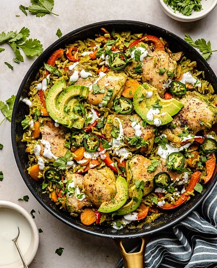 One Pan Green Chicken and Rice (Arroz con Pollo Verde)