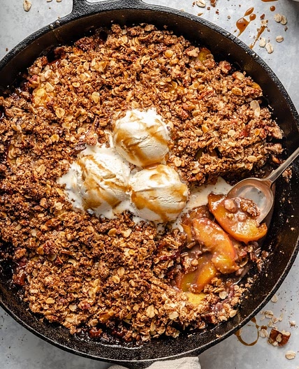 Gluten Free Peach Crisp with Salted Coconut Milk Caramel