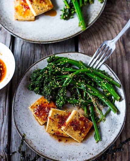 Chili Garlic Tofu with Broccolini