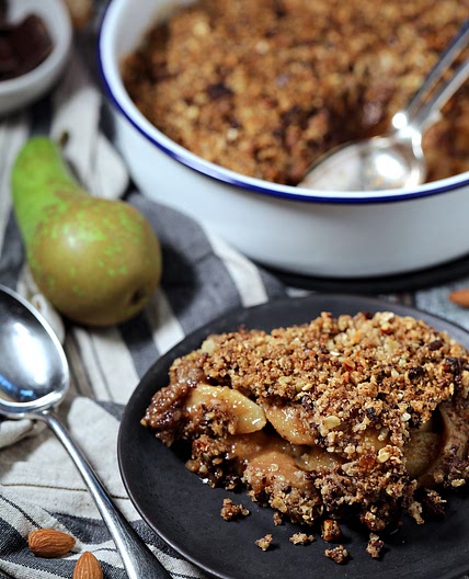 Pear, Chocolate & Ginger Crumble