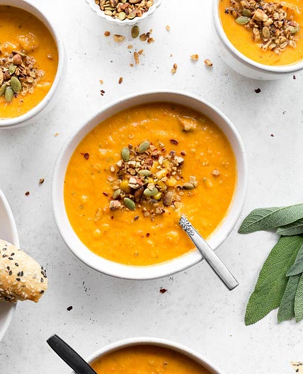 Roasted Red Pepper and Butternut Squash Soup (Dairy-Free)