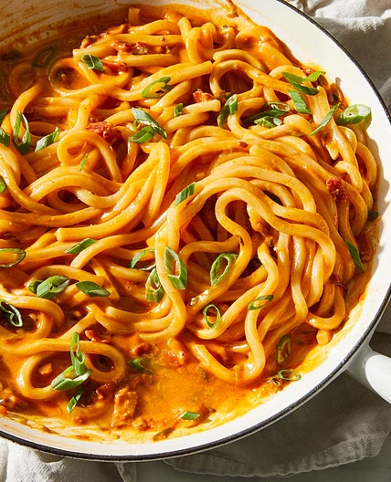 Stir-Fried Udon With Bacon, Parmesan & Gochujang